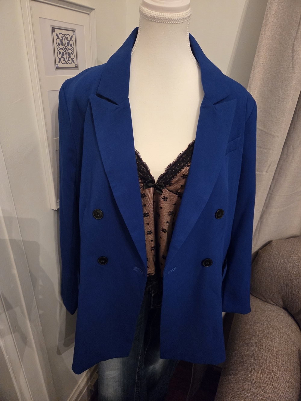 Rachel Zoe Cobalt Blue Double-Breasted Blazer